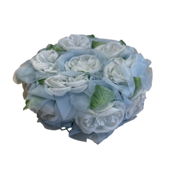 Vintage Blue & White Floral Hat With Mesh - Picture 1 of 6